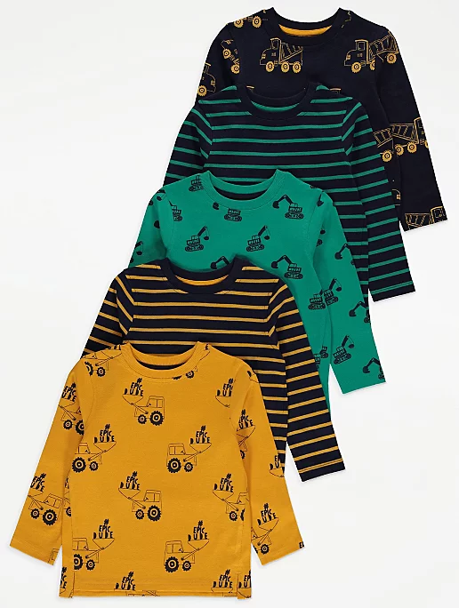 Yellow Digger Print Long Sleeve Tops
